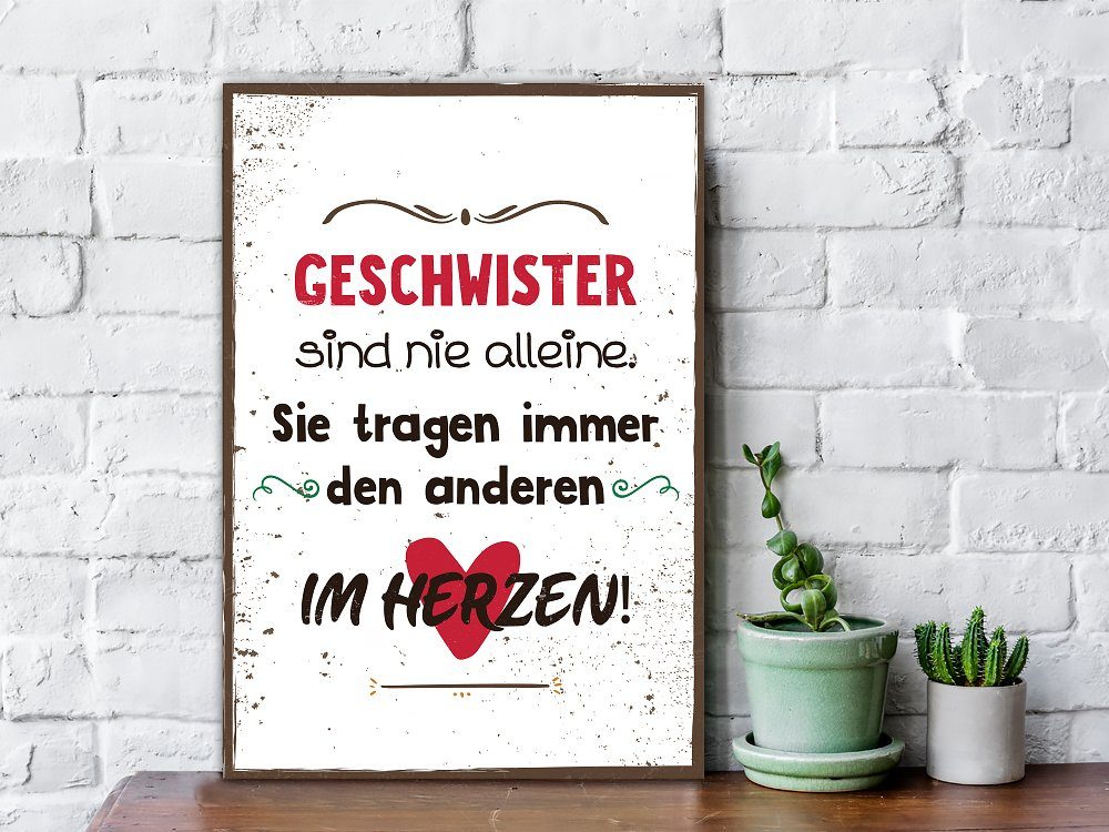 GRAVURZEILE Holzbild mit Spruch - Geschwister sind nie alleine - Holzschild -, (1 St), Geschenk