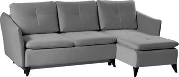 WERK2 Ecksofa Vesuv L-Form, Moderne Eckcouch mit losen Rückenkissen, Sofa mit Schlaffunktion