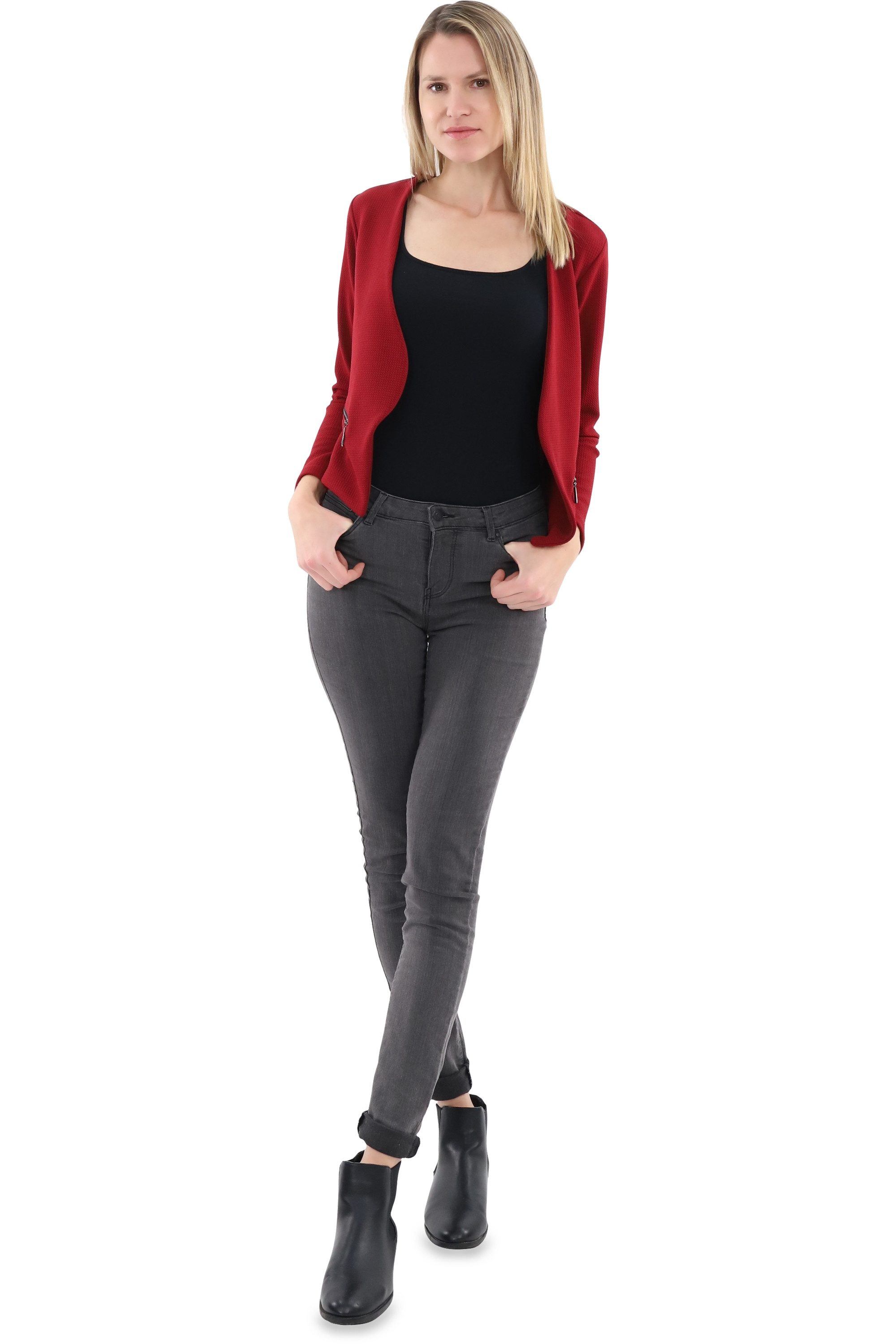 malito more than fashion Jackenblazer malito Damen Blazer ohne Kragen, Sakko im Basic Look, Kurzjacke mit Sweatblazer im Basic-Look