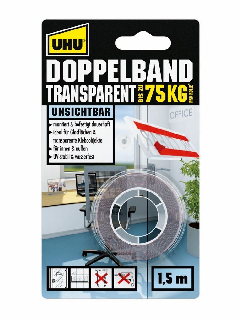 UHU Klebepad UHU Doppelband transparent 1,5 m