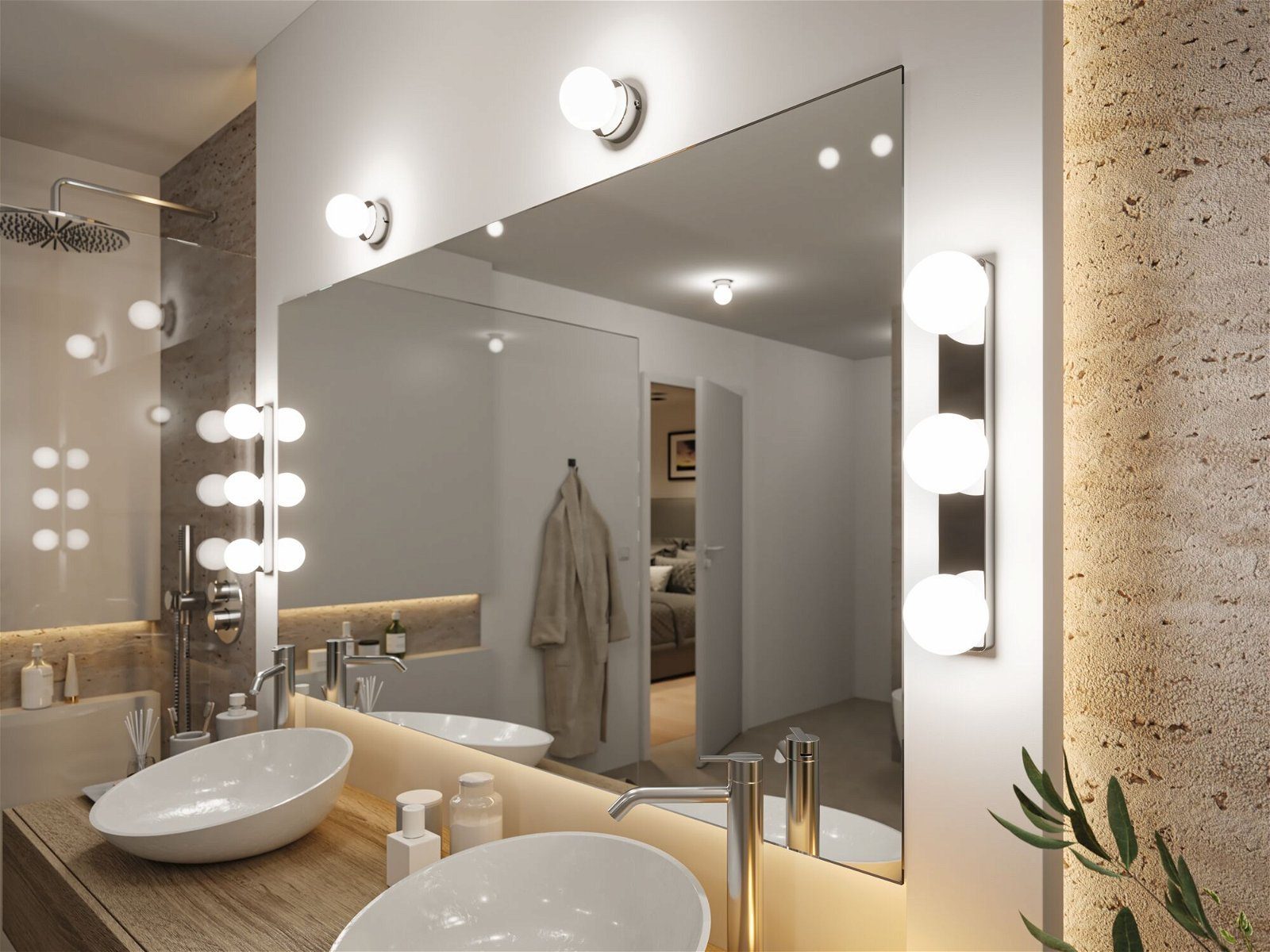 Paulmann Wandleuchte Selection Bathroom Gove IP44 max. 3x20W Balken Glas/Metall, ohne Leuchtmittel, G9 – Bild 5 von 5