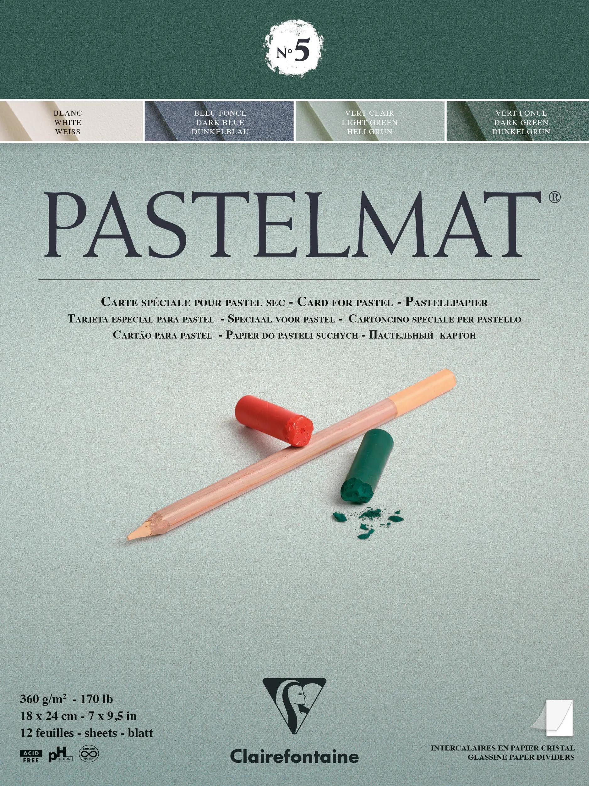 CLAIREFONTAINE Zeichenpapier Pastellblockkopf geleimt 12 Blatt 18x24cm 4 Farben sort. 96113C, Block