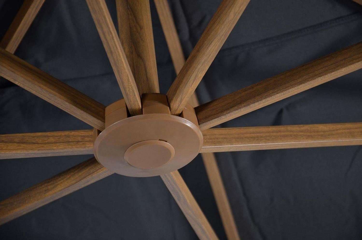 Lesli Living Sonnenschirm Lesli Living Ampelschirm Marktschirm Holzoptik "Virgo Flex" Taupe 3x3m