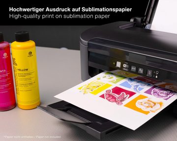 OCTOPUS Fluids Sublimationstinte CMYK Nachfülltinte (für Epson / Brother / Roland / Mimaki / Mutoh, Spar-Set, 4x 100 ml, Magenta und Yellow fluoreszierend leuchten unter UV Licht)