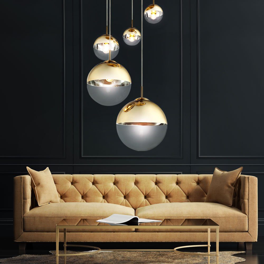 GLOBO LIGHTING Kugelleuchte, Leuchtmittel nicht inklusive, Hänge Pendel Lampe Arbeits Zimmer Glas Kugel Strahler Decken