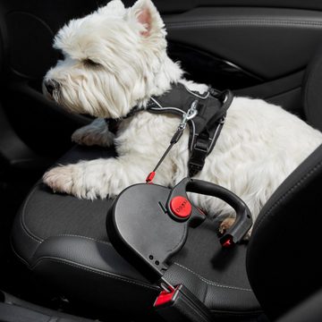 Dogxi Hundeleine Griff aufklappbar für bequemes Befestigen Gurtzunge für Sicherung Auto, Griff lässt sich durch Druckknopf öffnen