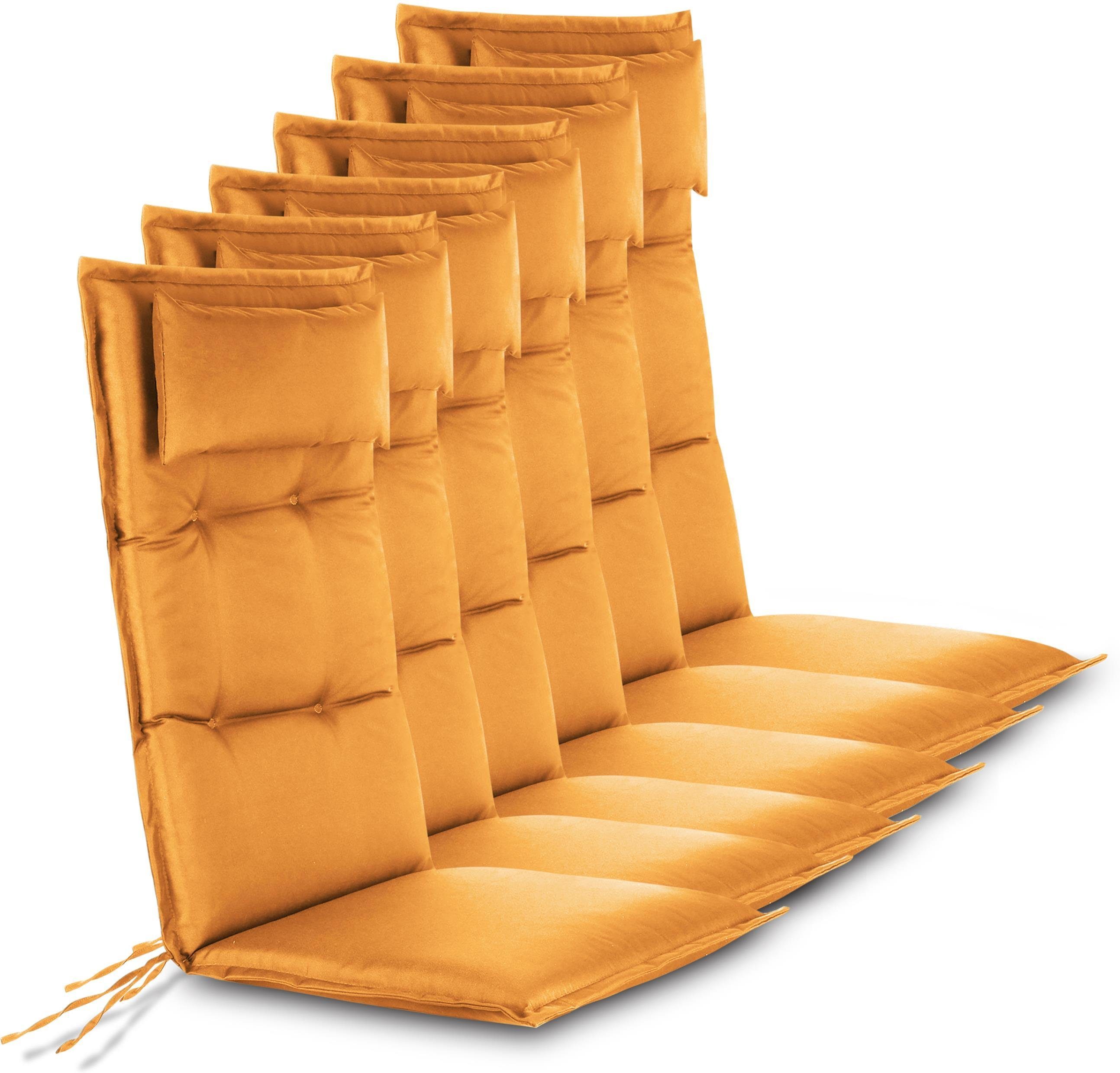 Aspero Hochlehnerauflage 6 Premium Hochlehner Stuhlauflagen, (Set), Wasserdicht