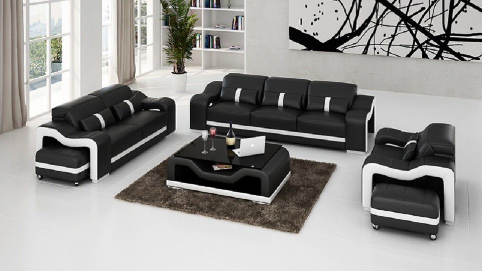 JVmoebel Sofa Sofagarnitur 3+1 Sitzer Design Couch Polster Sofas Modern Gruppe Set, Made in Europe Schwarz