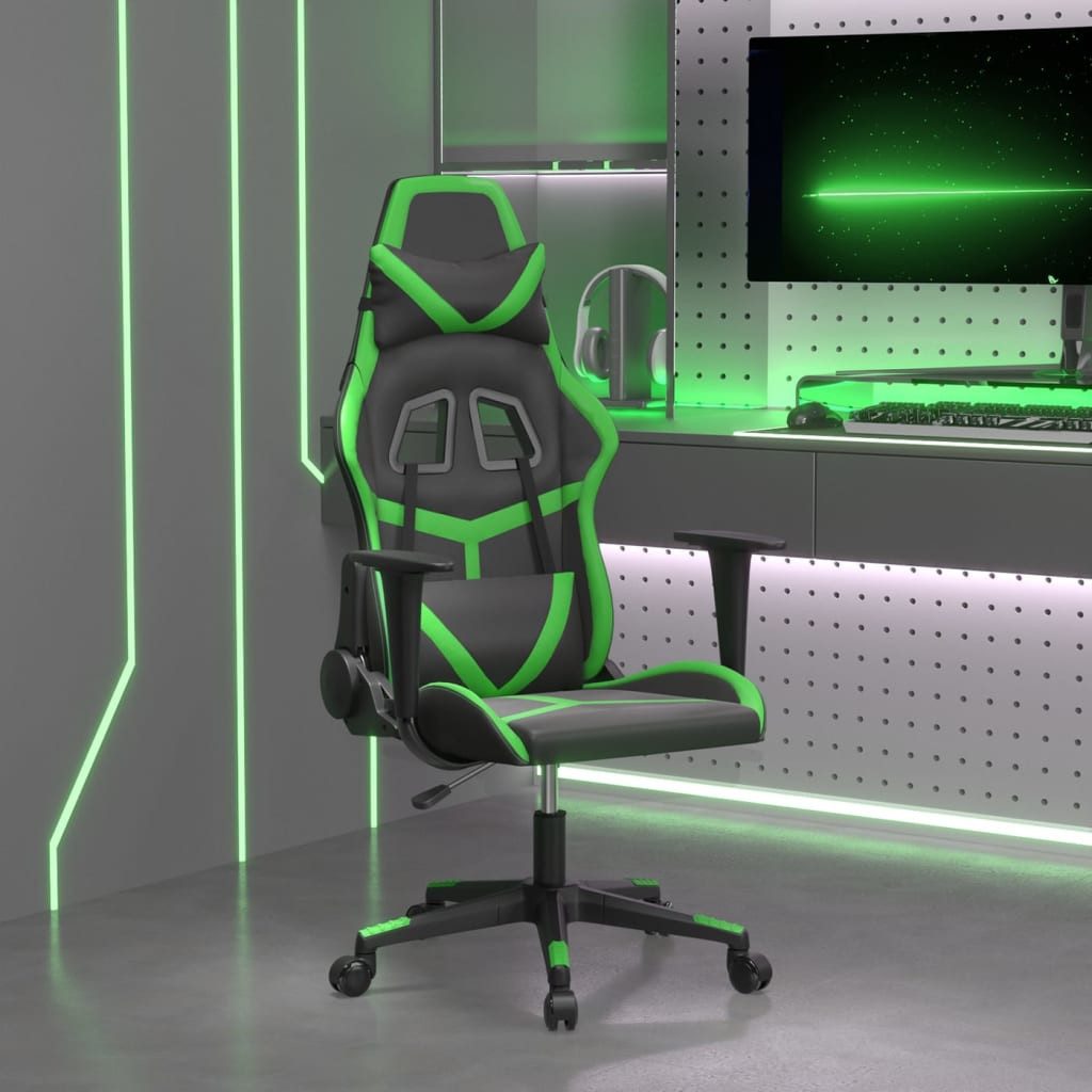 Gaming-Stuhl Schwarz Grün 66,5x61x(118-127,5) cm höhenverstellbar