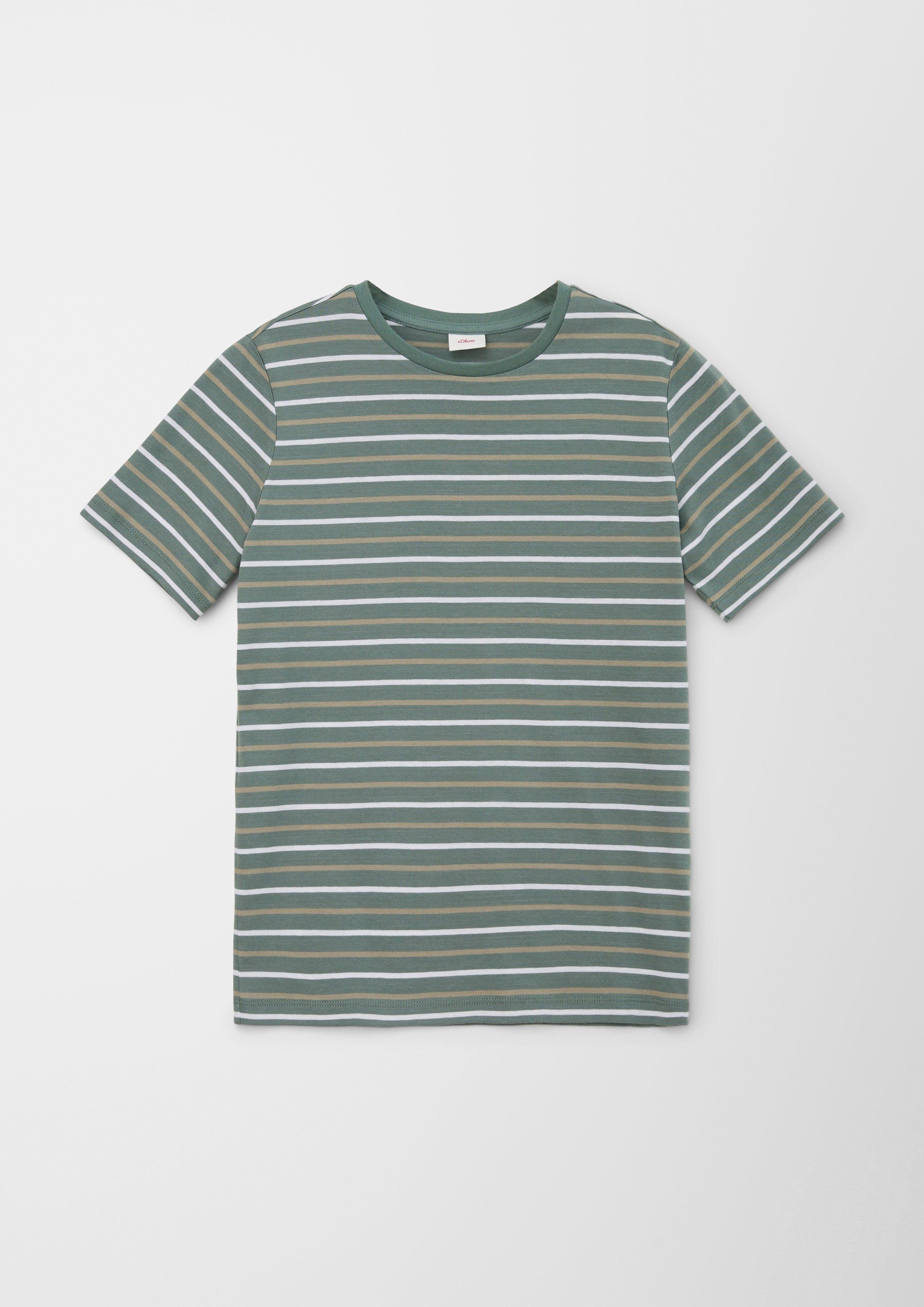 s.Oliver Kurzarmshirt T-Shirt mit petrol Streifen