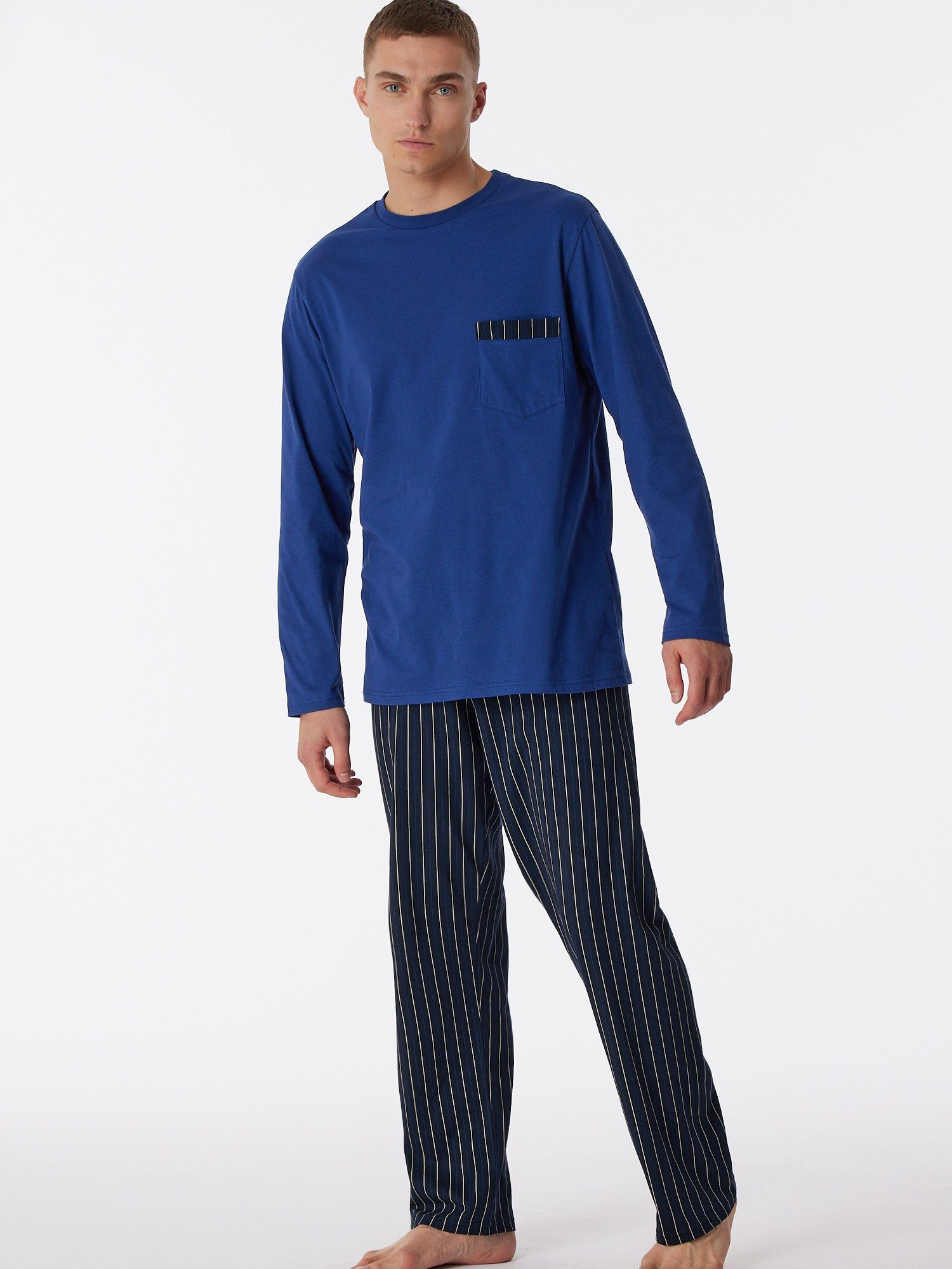 Schiesser Pyjama pyjama schlafmode Comfort Nightwear navy schlafanzug