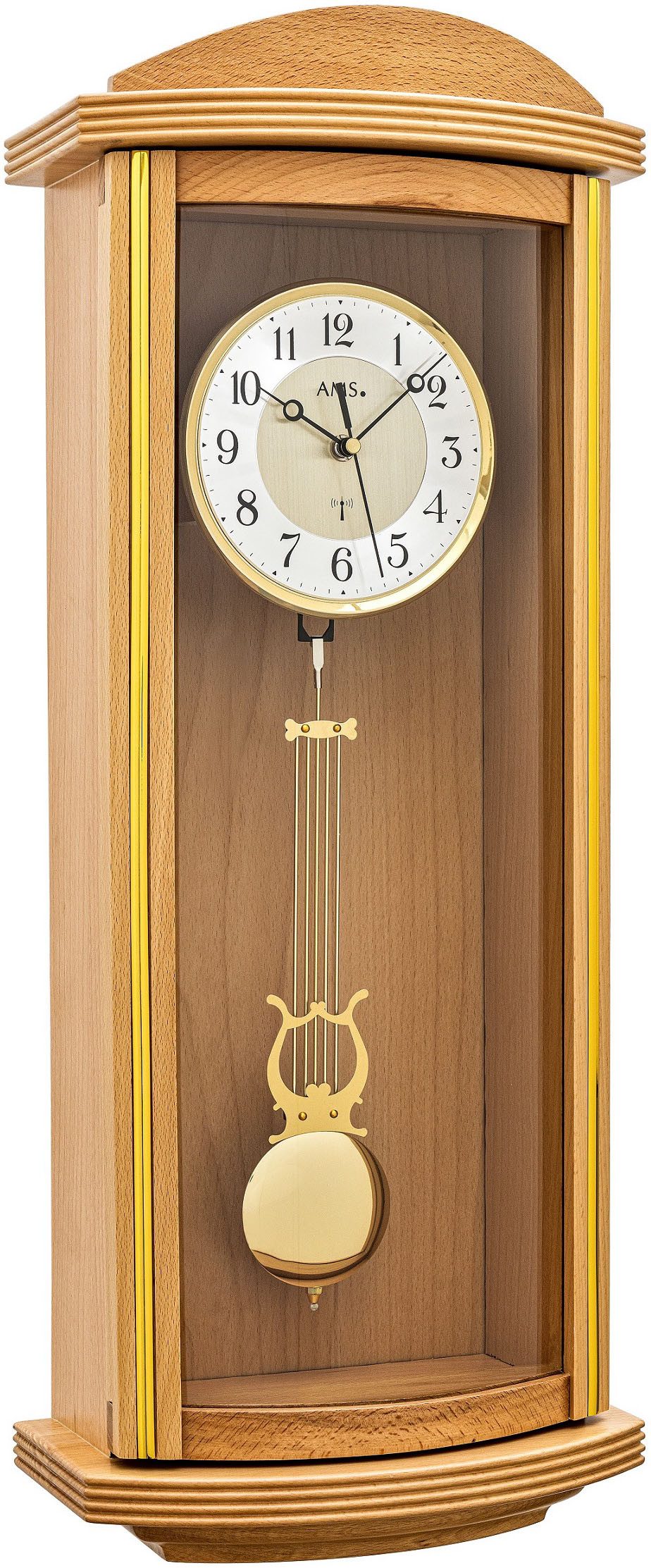 AMS Funk-Pendelwanduhr (Quarzuhr, Wohnzimmer, Esszimmer, Buche, günstig online kaufen