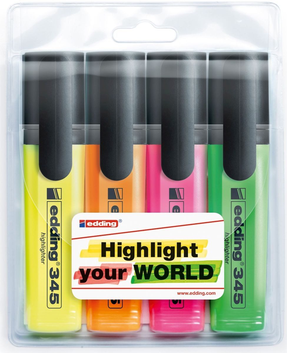 Marker Textmarker edding 345 highlighter sortiert VE=4 Stück