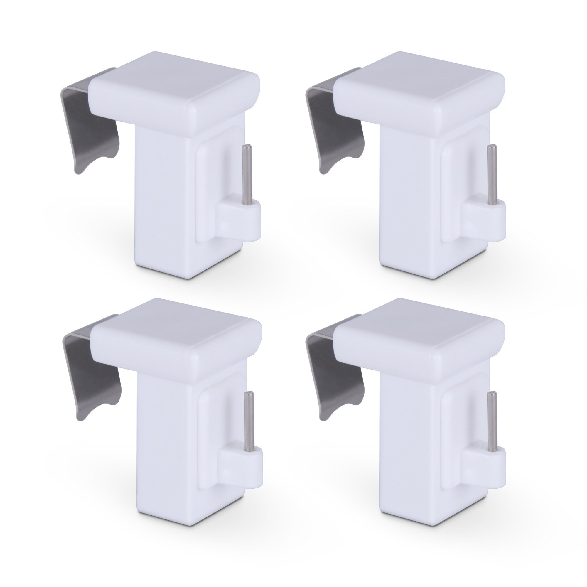 Bestlivings Klemmträger für Fensterrahmenstärke 10-27 mm, für Vitragestangen, (4-tlg), aus robustem und langlebigem Kunststoff, drehbar