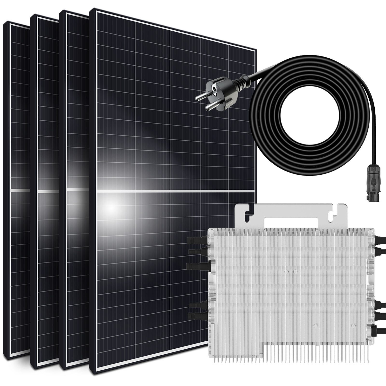 SUNNIVA Solaranlage Balkonkraftwerk 1700W/1600W, 1600 W, Monokristallin, (Deye Micro- Wechselrichter und 5m Anschlusskabel, WIFI integriert, drosselbar & upgradebar auf 600W oder 800W, 4x 425W Solarmodule mit (1700W Gesamtleistung), steckerfertige Solaranlage mit Solarkabel, genehmigungsfrei, Inverter), Photovoltaikanlage Balkon Mini-PV Anlage, Solarpanel, Solarmodul