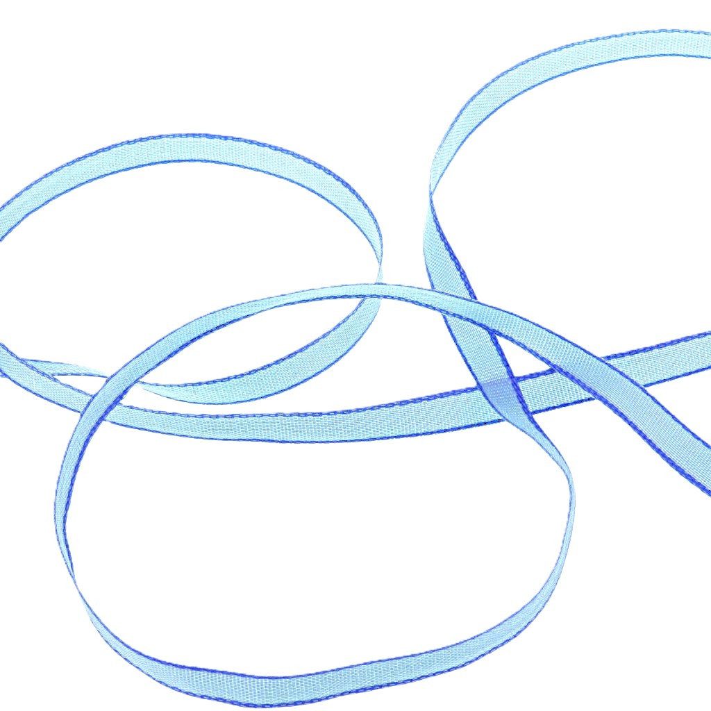 Deko AS Bastelband Schmales Uniband mit Farbkante Hellblau - Mittelblau - 6mm - 20m - 54, mit Farbkante