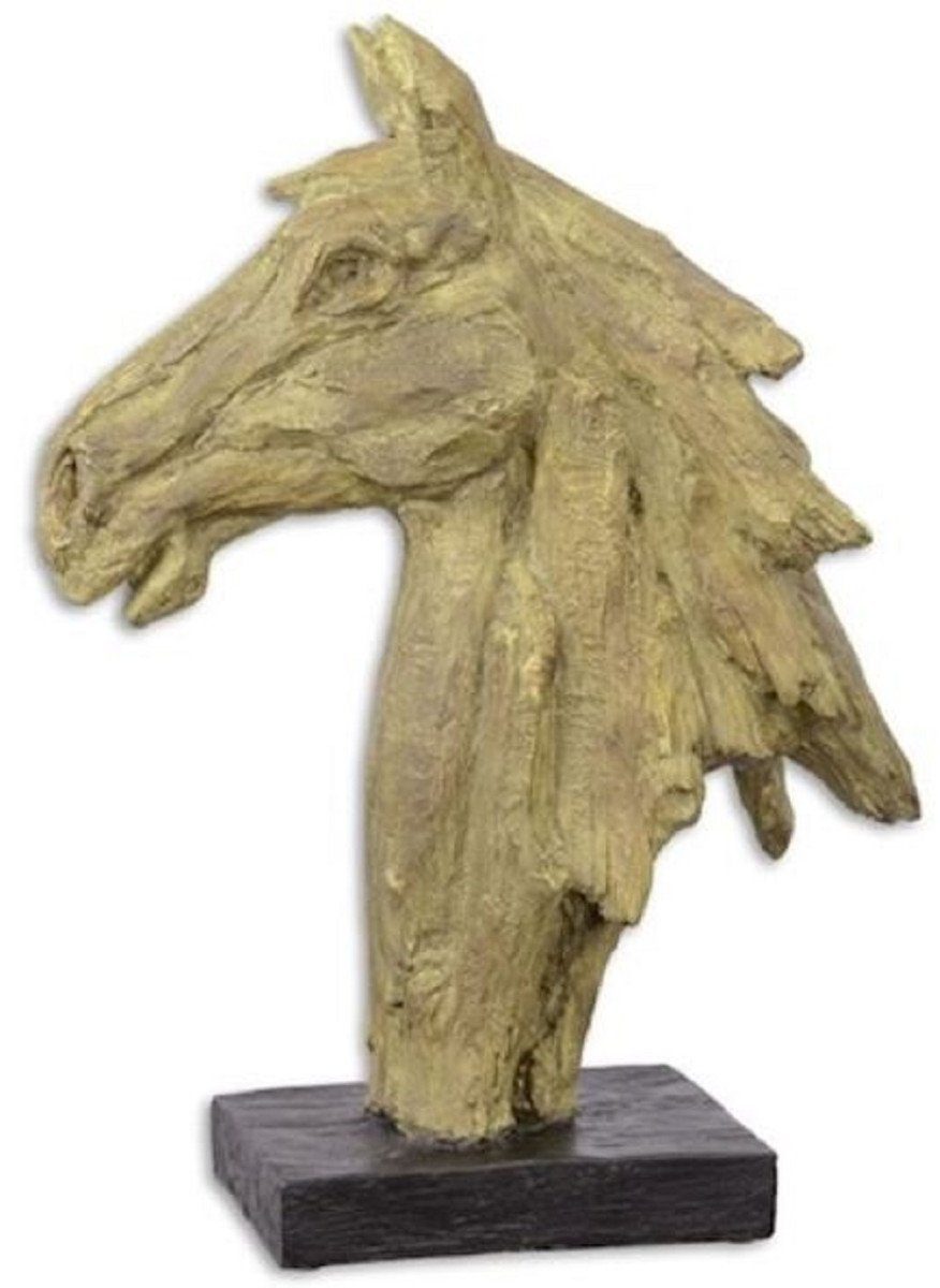 Casa Padrino Dekofigur Casa Padrino Kunstharz Deko Skulptur Pferdekopf Beige / Schwarz 16 x 37,1 x H. 49,6 cm - Dekofigur - Schreibtisch Deko