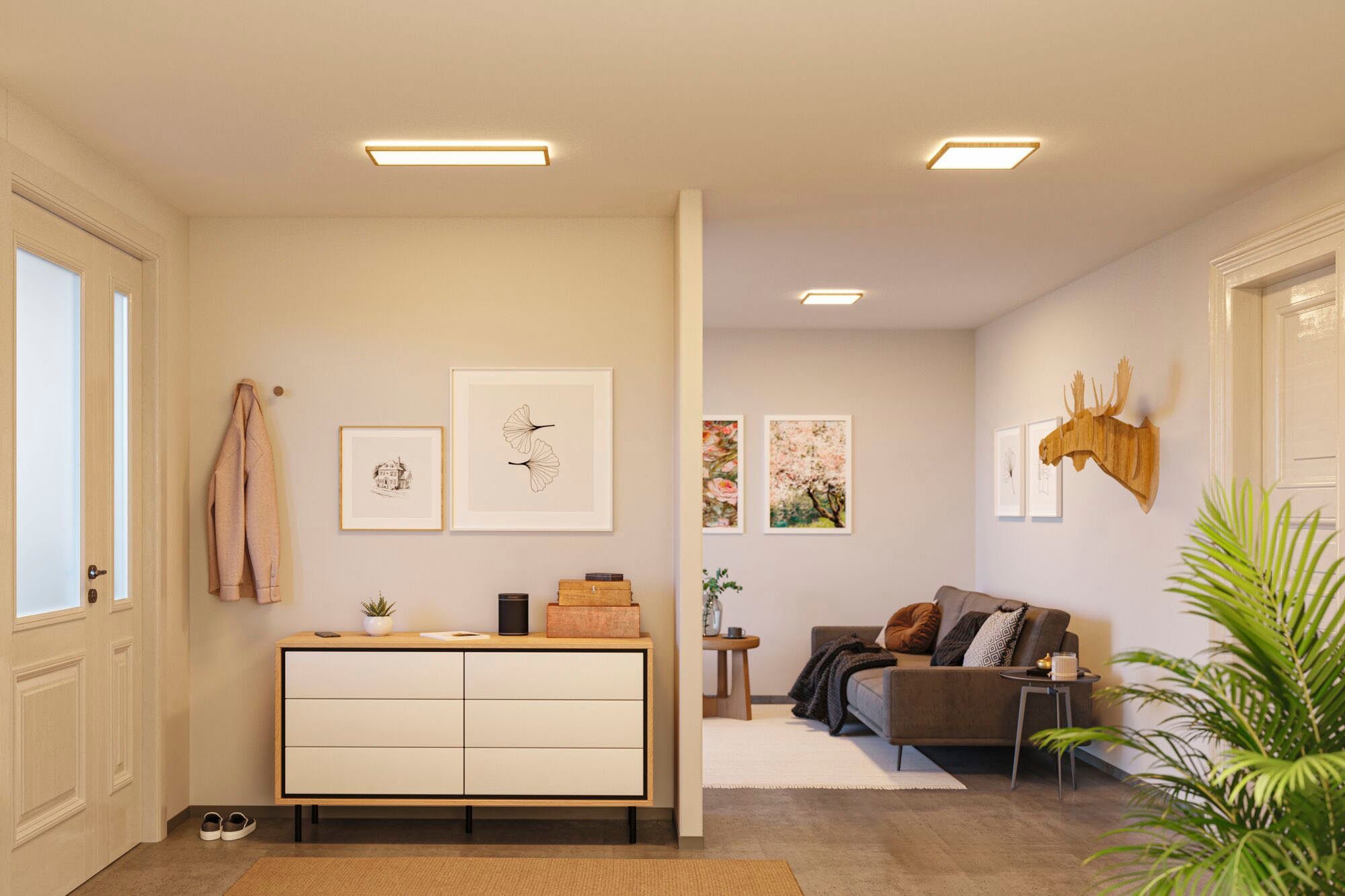 Paulmann LED Panel Atria Shine 22W 3000K 580x200 Eiche Kunststoff IP44, LED günstig online kaufen