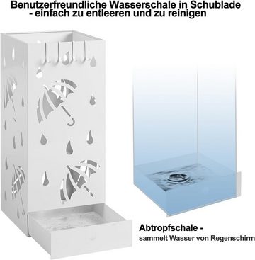 EUGAD Schirmständer (1 St), quadratisch aus Metall, 4 Haken