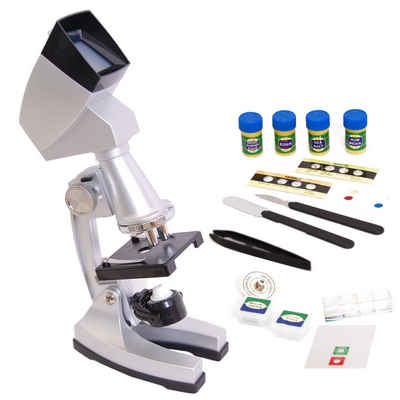 dynasun TMPZ-C1200 Kindermikroskop (TMPZ-C1200 Deluxe Innovatives Optik Mikroskop 100x 400x 1200x Vergrösserung mit Projektor Lern Schüler Set Komplett mit viel Zubehör)