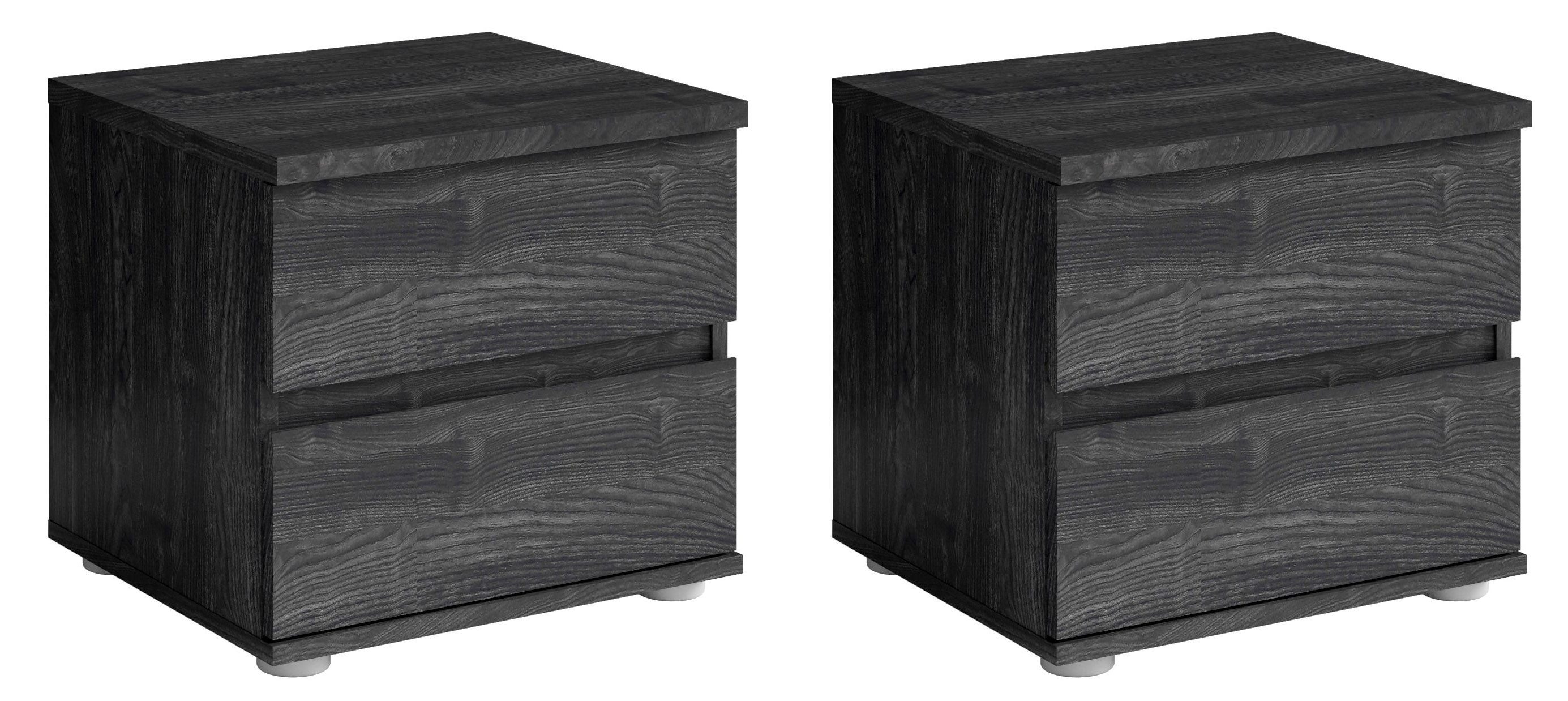 Feldmann-Wohnen Nachtschrank Togo (mit Schubladen, 1-St., moderne Optik, Farbe wählbar) 46x40x42,5cm mit Schubladen / Portland Esche dunkel