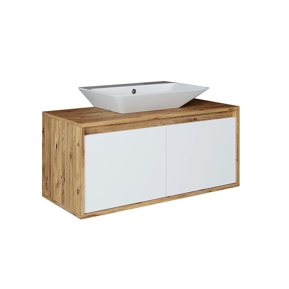 Eiche Roomart Farben 100cm in 5 - Weiß (Badezimmermöbel Badmöbel-Set, Waschtisch Unterschrank) ATLANTIC