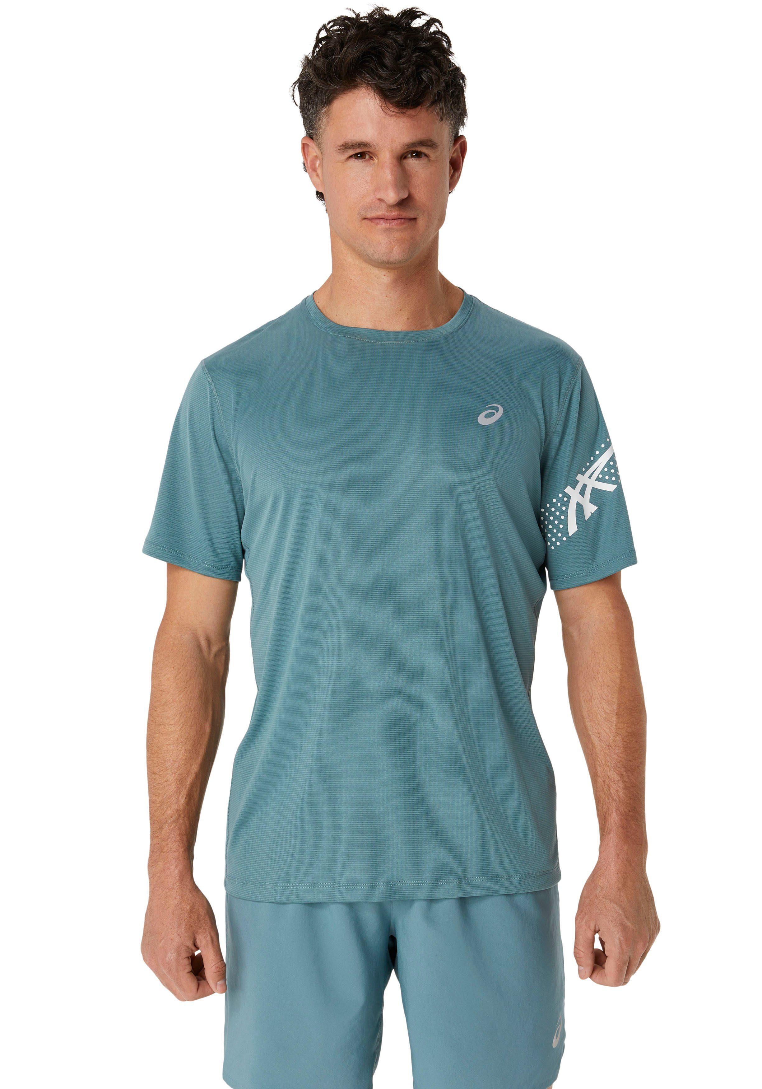 FOGGY Asics TEAL/BRILLIANT Laufshirt TOP ICON SS WHITE