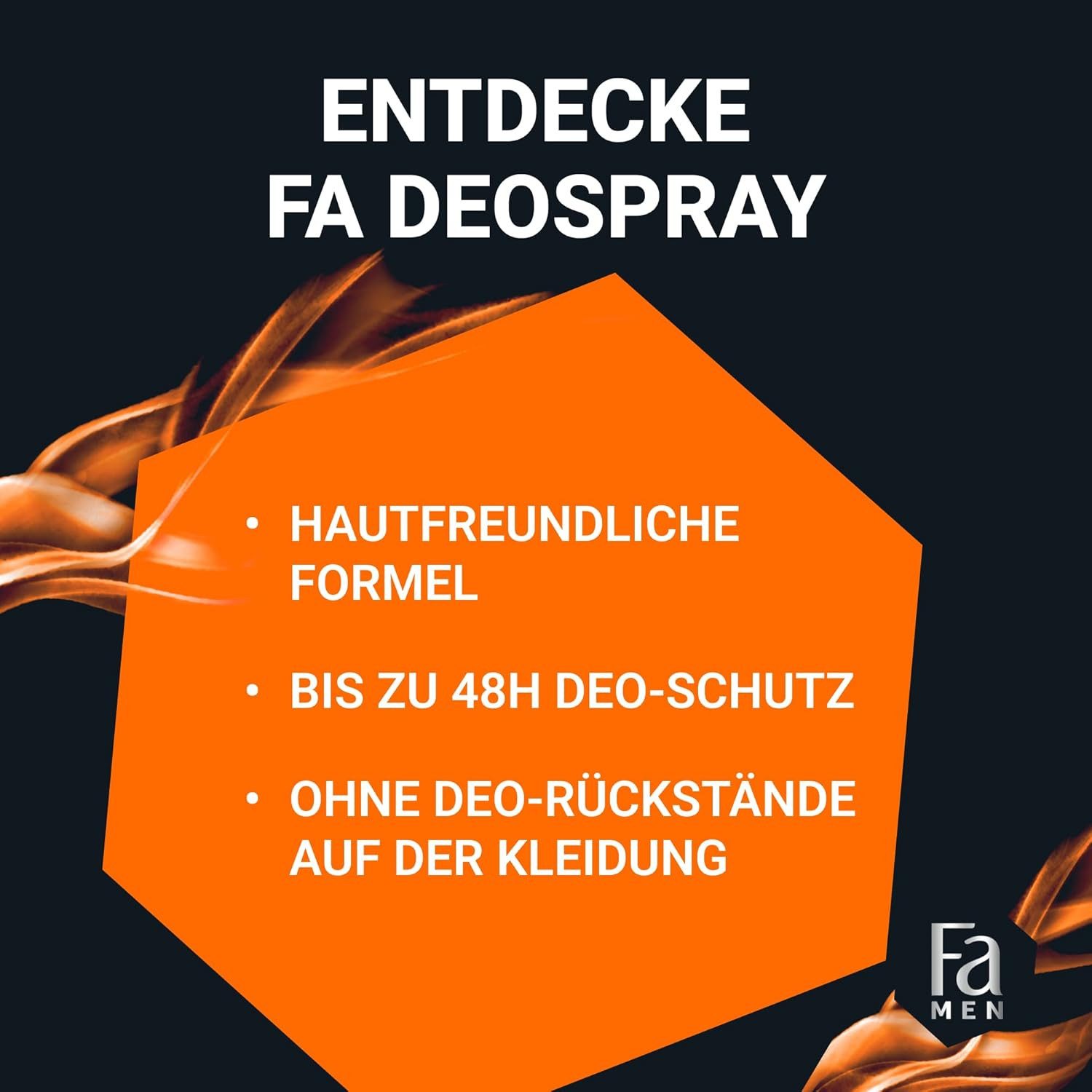 FA Deo-Spray Men Dark Passion 6x 150 ml, Vorratspack, Deo mit langanhaltendem 48h Schutz & ohne Aluminiumsalze