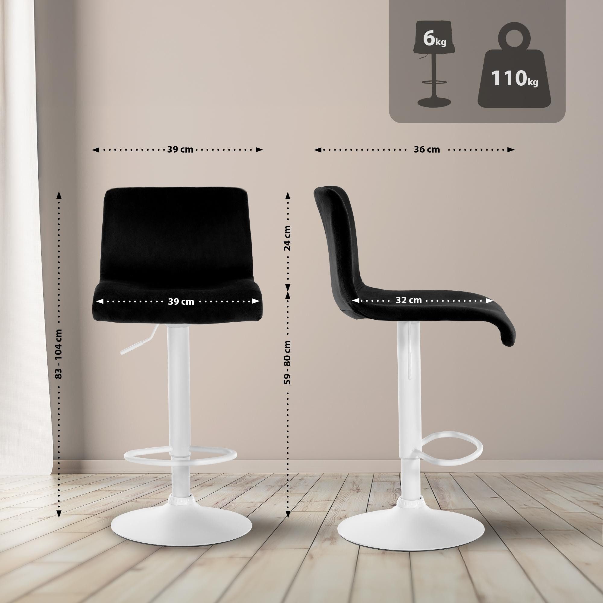 Chummaven Samt Barhocker 2er Set, Moderne Barstuhl höhenverstellbar mit