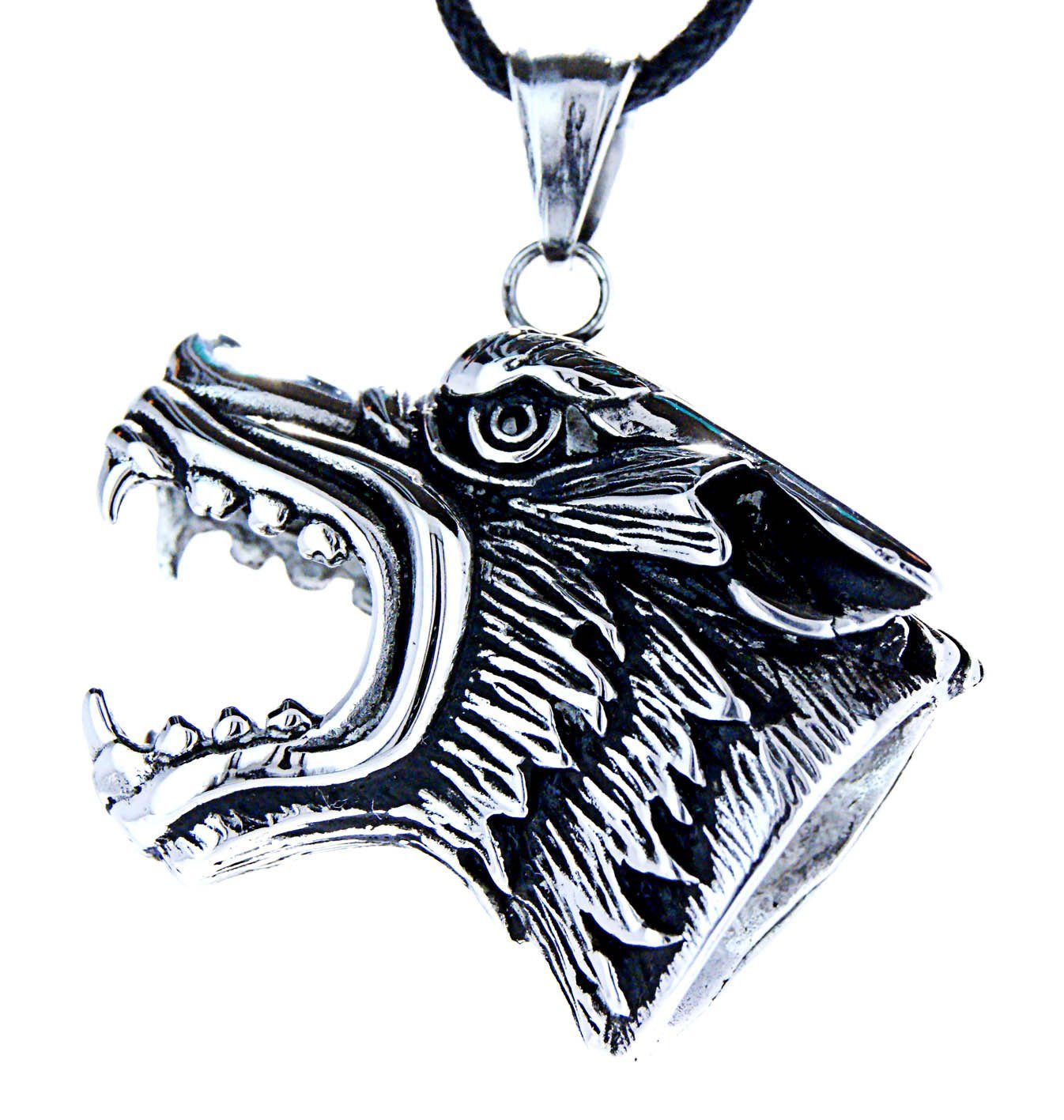 Kiss of Leather Кулоны Wolfskopf Anhänger aus Edelstahl 3D Wolf Kopf beidseitig