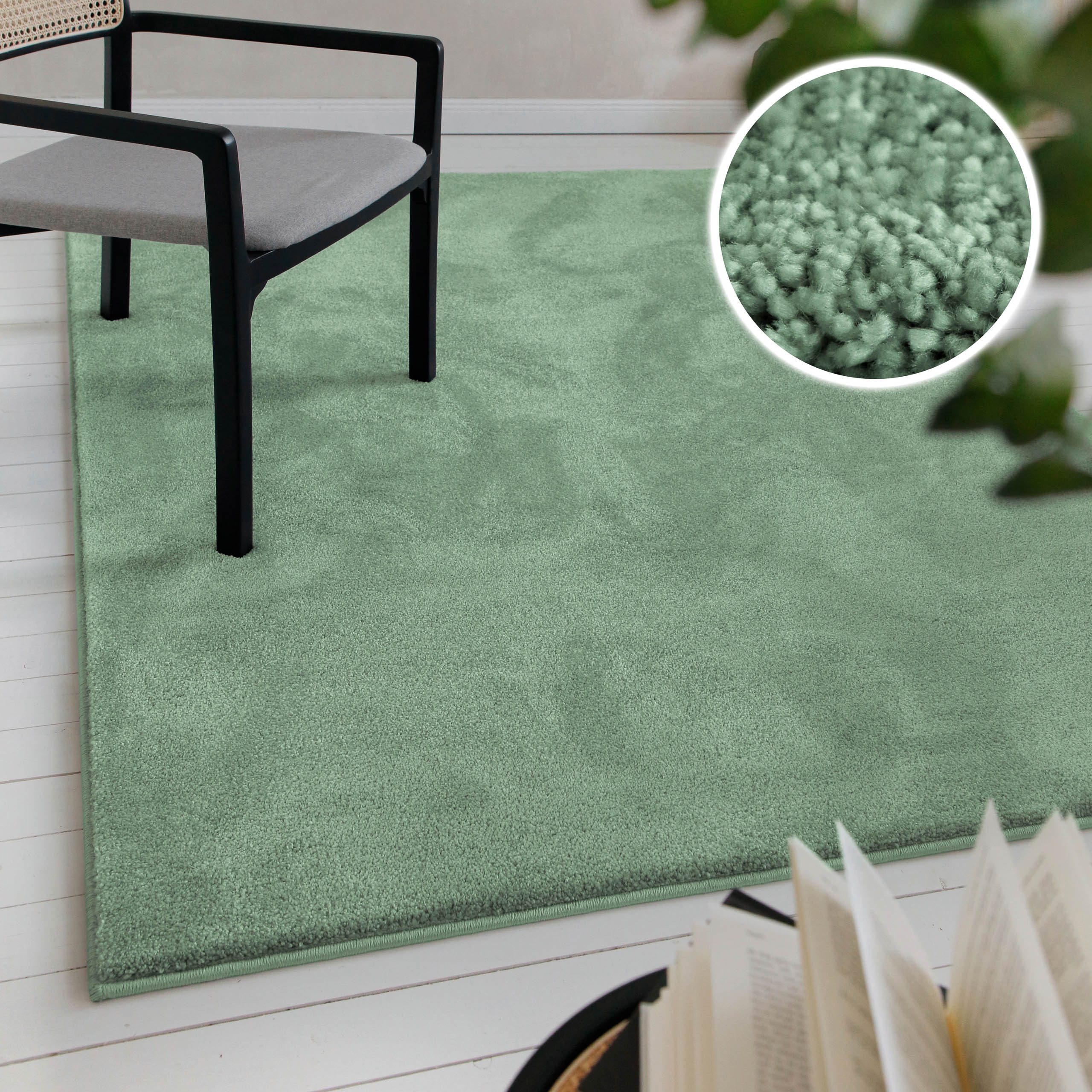 OTTO home Teppich Lisbea, rechteckig, Höhe: 17 mm, moderner dichter weicher Kurzflorteppich, Wohnzimmer, Schlafzimmer