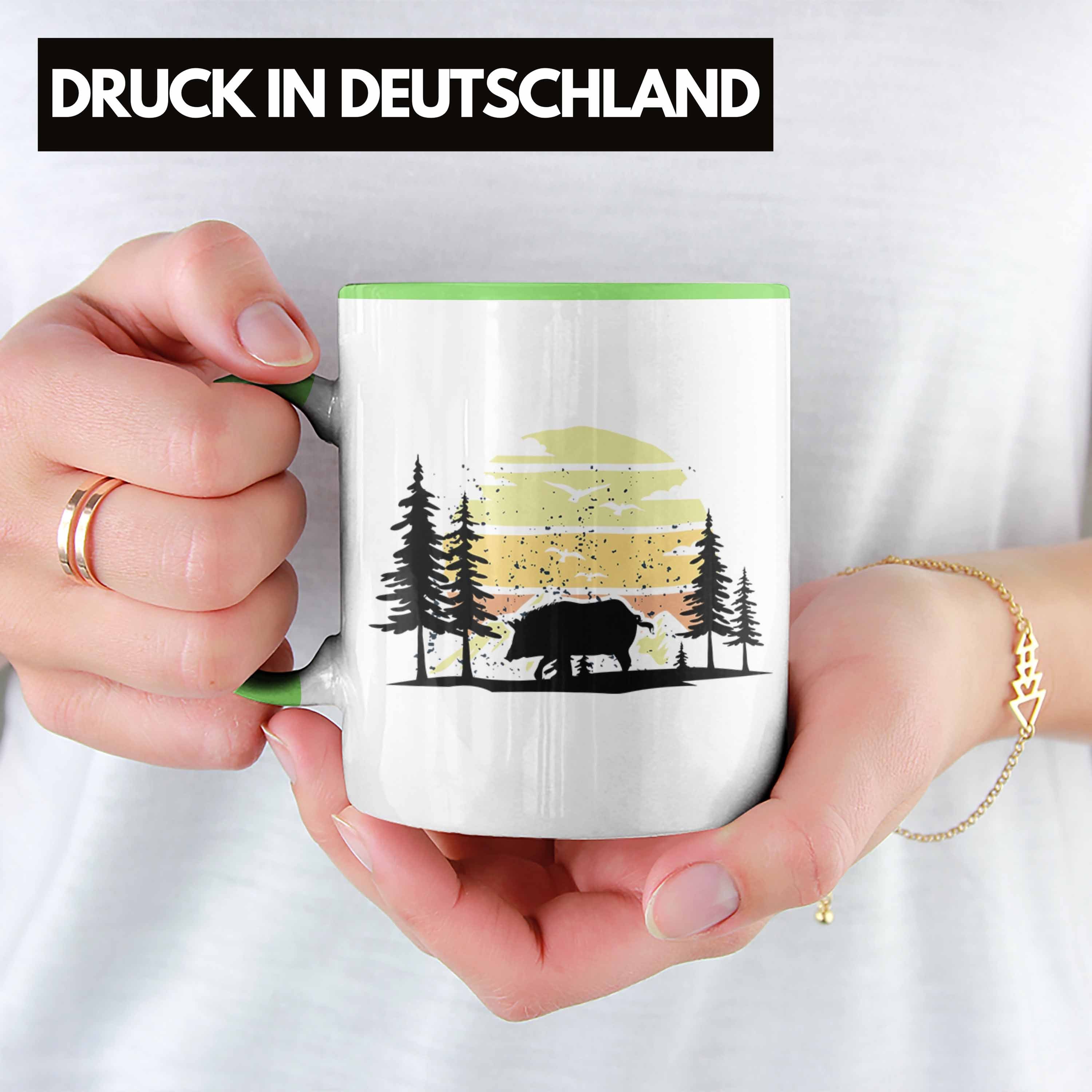 - Grafik Trendation Waldarbeiter Tasse Tasse Trendation Wildschwein Geschenk Grün für