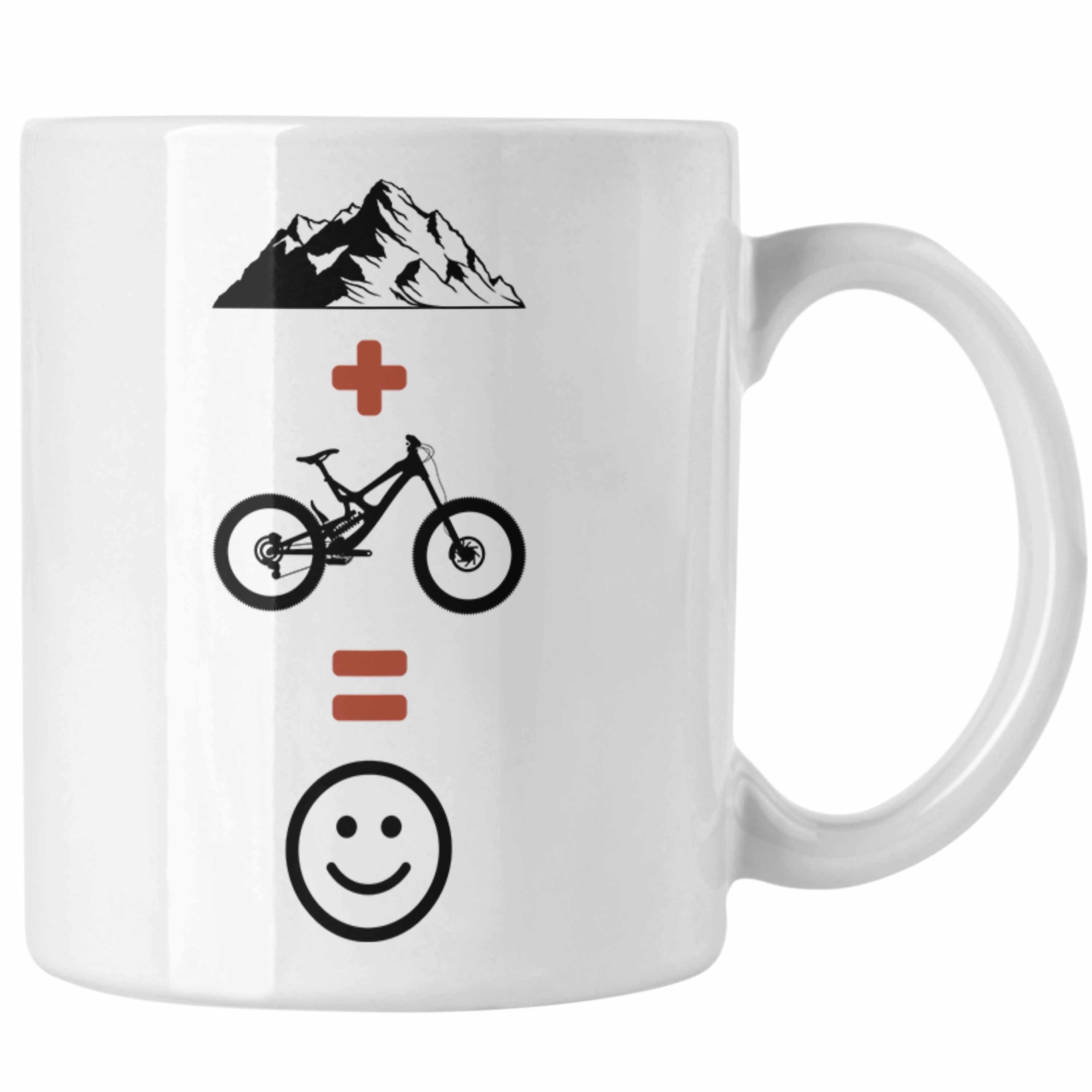 Trendation Tasse Mountainbike Tasse Geschenk Berge Downhill MTB Fahrer Geschenkidee Weiss