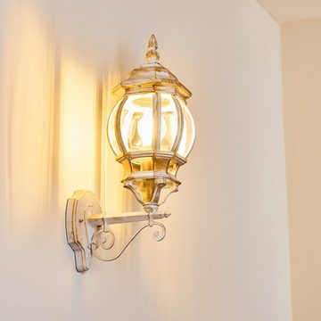 hofstein Außen-Wandleuchte »Meyen« Außenwandlampe, Aluguss in Weiß/Gold m. Kunststoff-Scheiben, ohne Leuchtmittel, m. E27, Außenleuchte