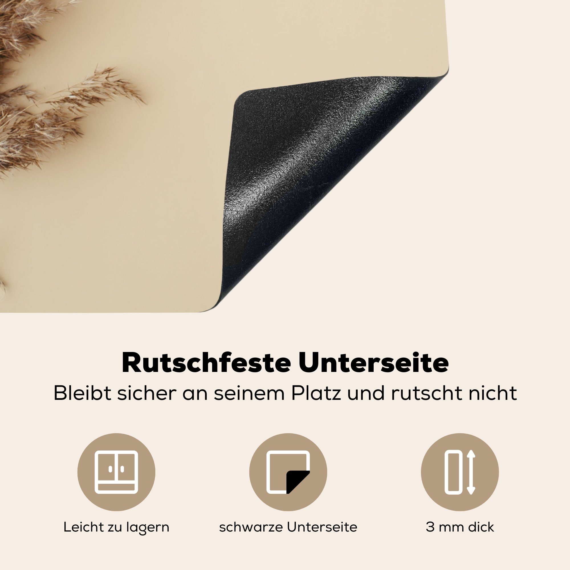 Körner Vinyl, cm, Mobile Ceranfeldabdeckung (1 Arbeitsfläche nutzbar, Herdblende-/Abdeckplatte MuchoWow - 60x52 tlg), Pastell Natur, -