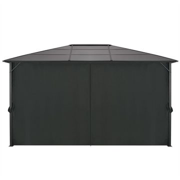 DOTMALL Pavillon Gartenpavillon Pavillon mit Vorhang Aluminium 4×3×2,6 m Schwarz