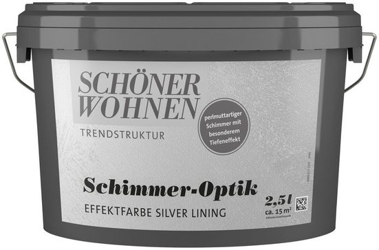 SCHÖNER WOHNEN-Kollektion Wand- und Deckenfarbe »Schimmer-Optik Effektfarbe«, 2,5 L, silver lining, perlmuttartiger Schimmer mit besonderem Effekt