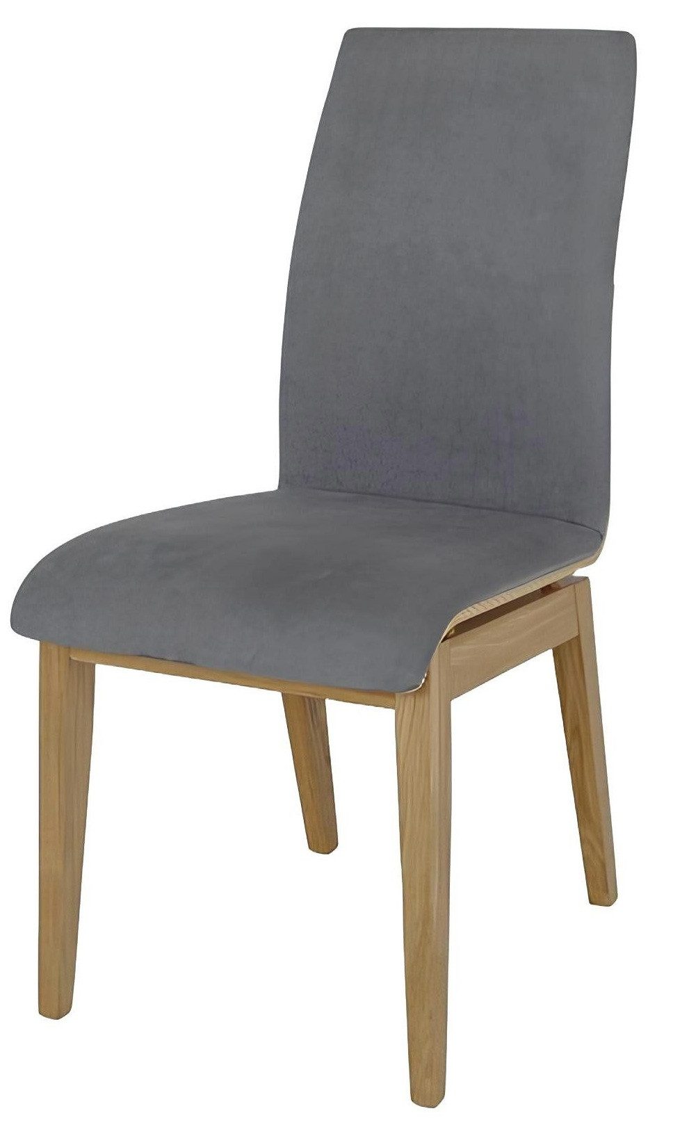 Xlmoebel Polsterstuhl Eleganter Lehnstuhl aus massivem Holz mit Textilbezug und Ledersitz (1 St), Hergestellt in Europa