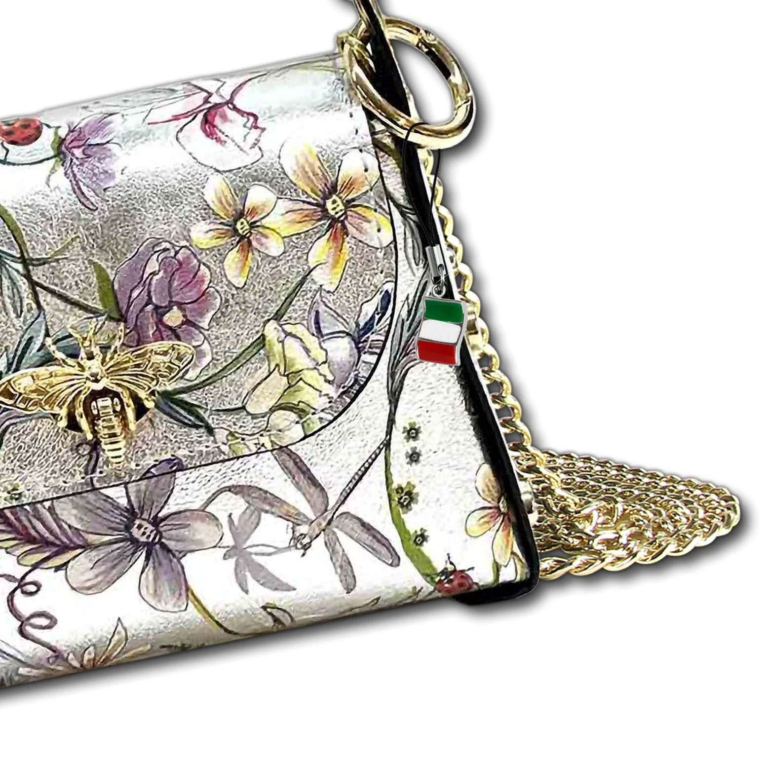 FLORENCE Umhängetasche Florence Tasche silber farbig Leder (Umhängetasche), Damen Umhängetasche Echtes Leder, silber, farbig ca. 14cm hoch