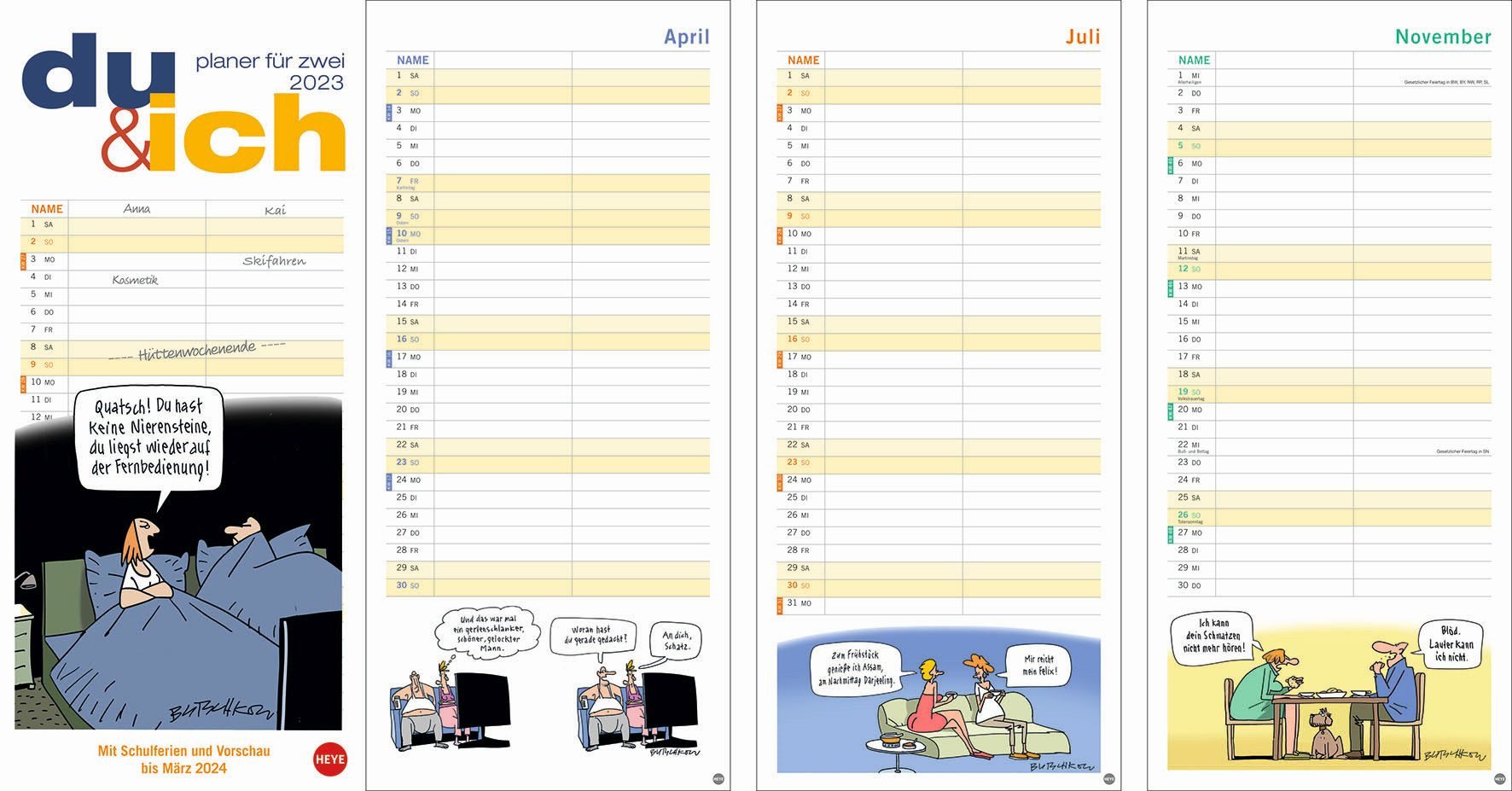 HEYE Wandkalender HEYE 20712 Familienplaner - 16 x 35 cm, 2 Spalten