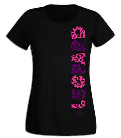 G-graphics T-Shirt Damen T-Shirt - Leopard Pink-Purple-Collection, mit trendigem Frontprint, Slim-fit, Aufdruck auf der Vorderseite, Print/Motiv, für jung & alt