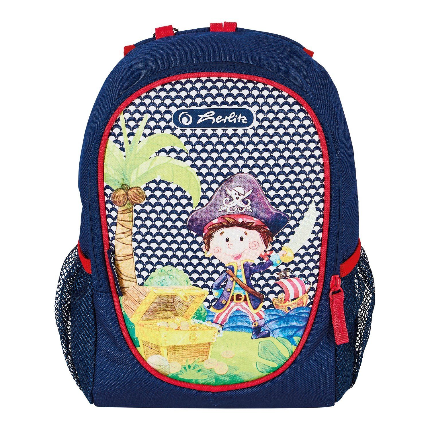 Herlitz Schulranzen Kinder Rucksack Pirat Kinderrucksack Blau, Kindergartenrucksack Kindergarten Ergonomisch Brustgurt