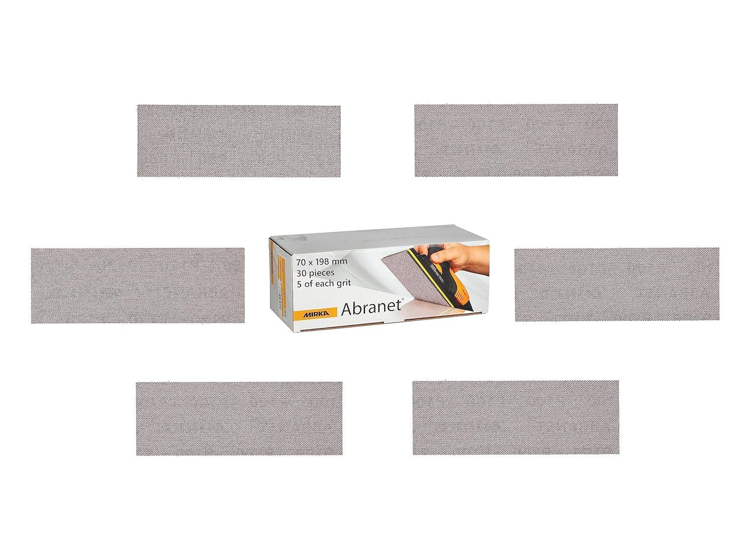 Mirka Schleifpapier Abranet Schleifstreifen (Mix Pack), (30 St), 70x125mm, Schleifstreifen, Holz, Spachtel, Lack & Kunststoff