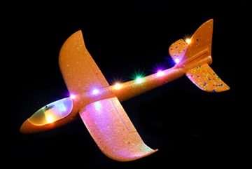 ELLUG Spielzeug-Segelflieger großes XXL Segelflugzeug Segelflieger aus Styropor mit LED Beleuchtung 49*48*12,5cm Flugzeug Flieger Outdoor-Sport Wurf-Spielzeug