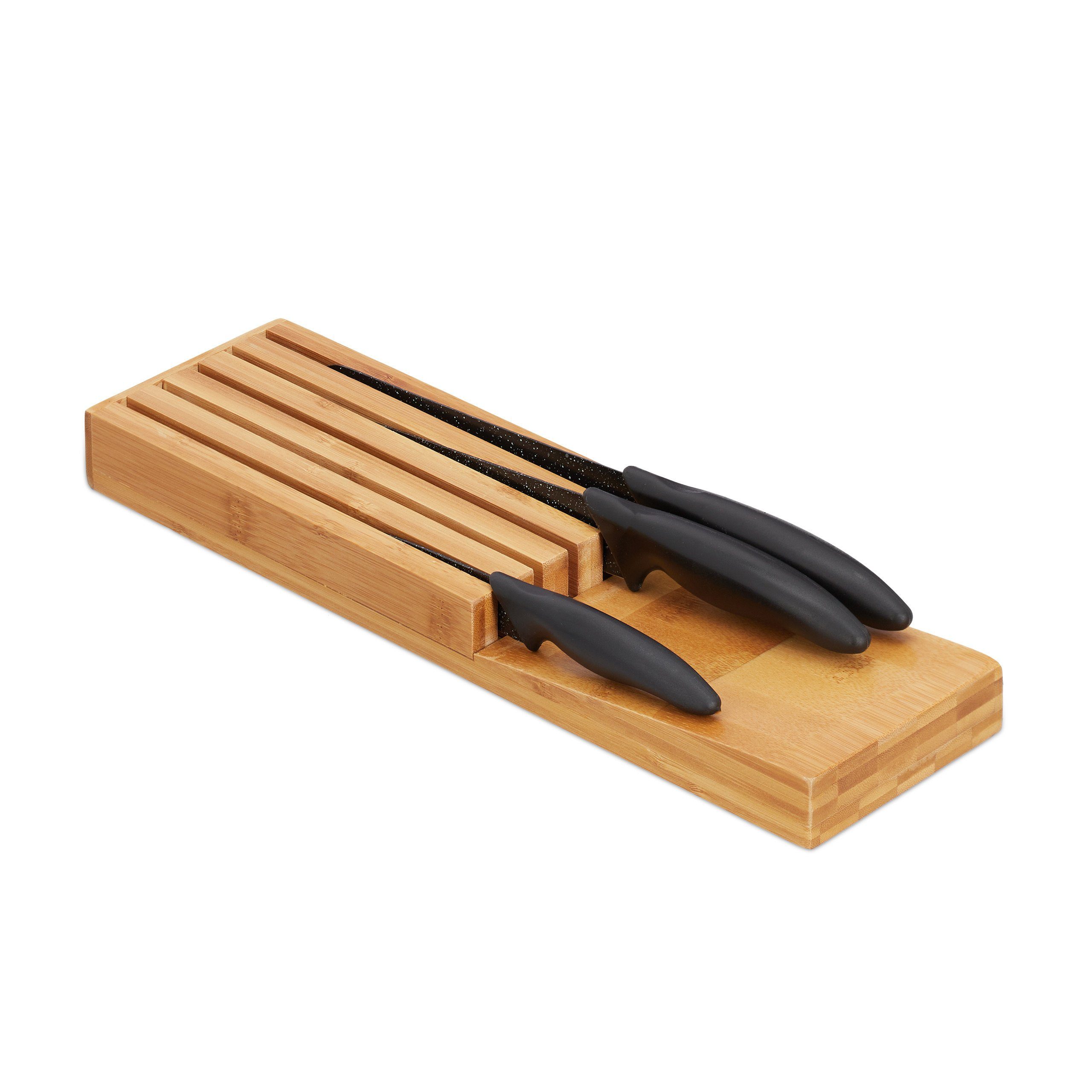 relaxdays Messerblock Messerorganizer Bambus für 5 Messer