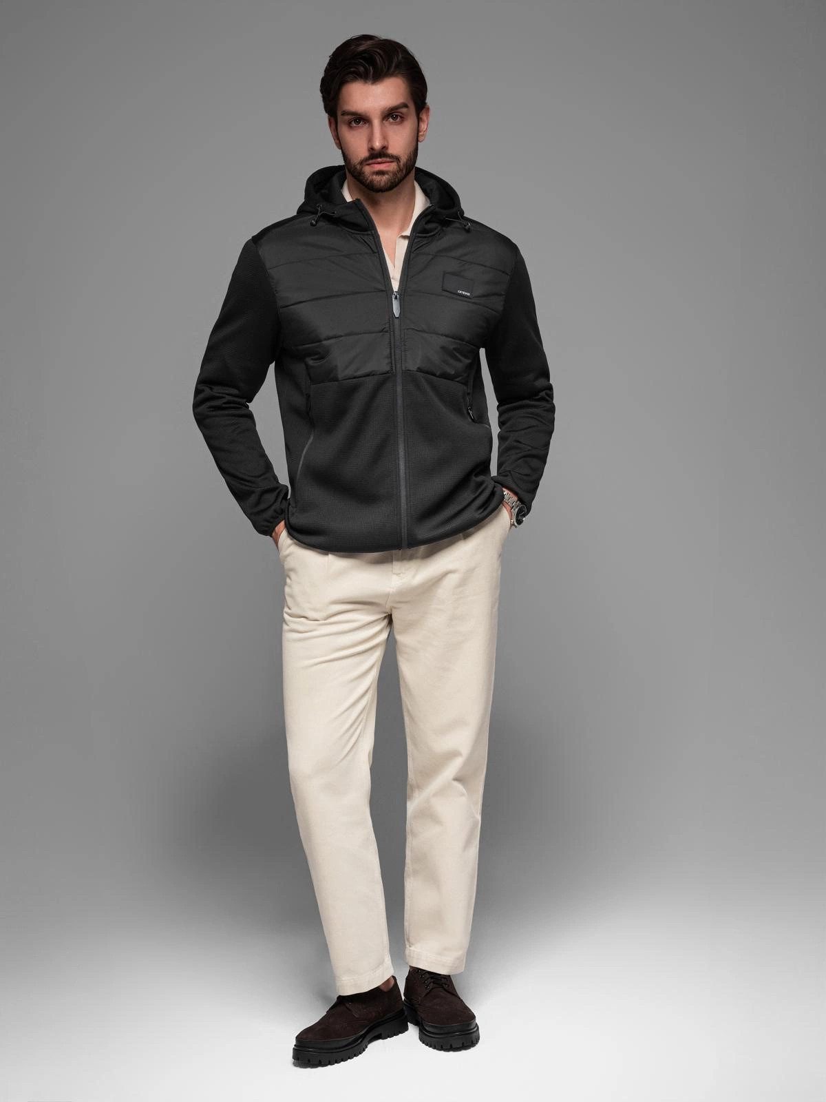 OMBRE Allwetterjacke Leichte Herrenjacke aus Materialkombinationen mit Kapu günstig online kaufen