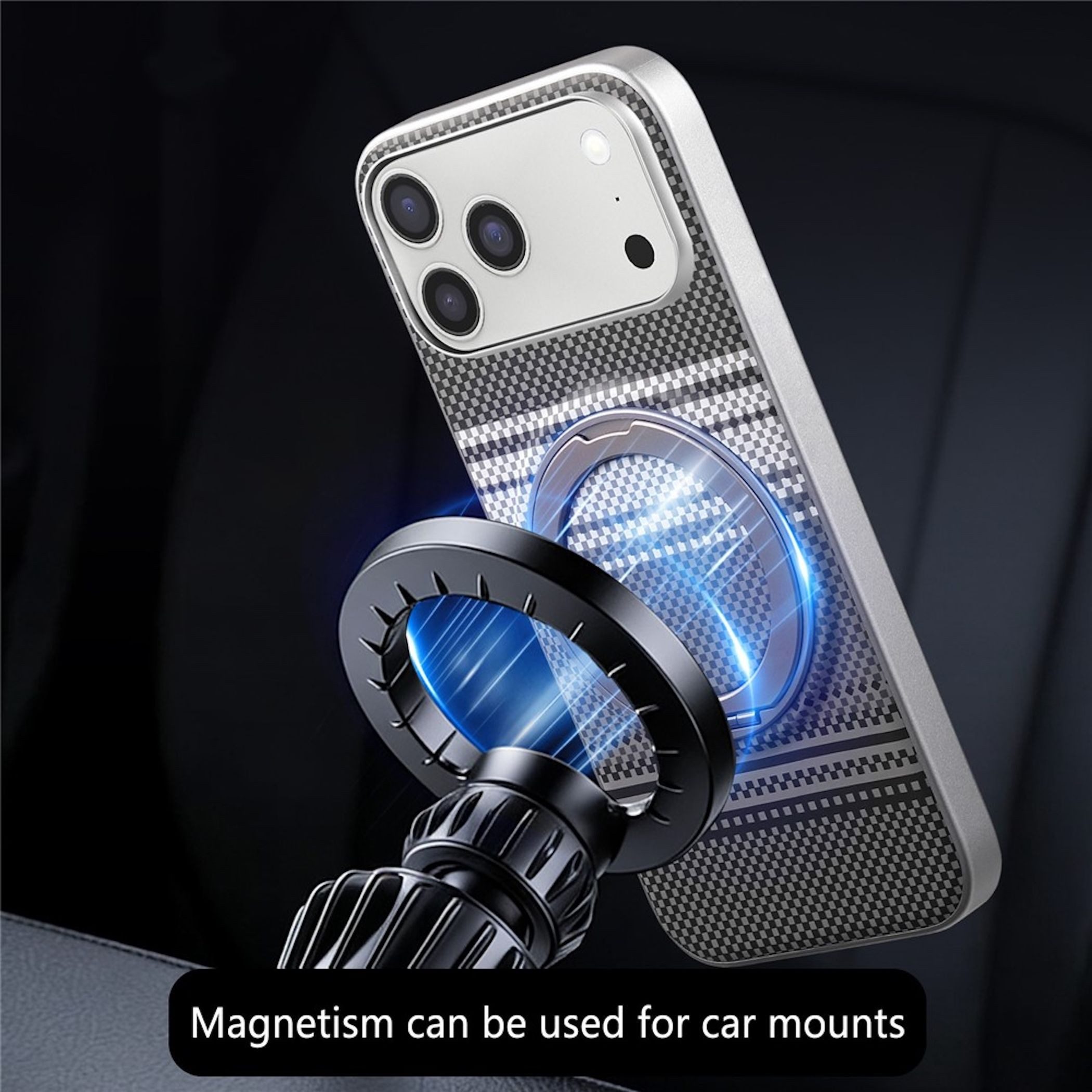 Wigento Handyhülle MagSafe für Apple iPhone 18 Pro / 17 Pro 360 Grad Ringhalter Ständer 6,3 Zoll, 360 Grad Ringhalter, Magnetring, Carbon Struktur