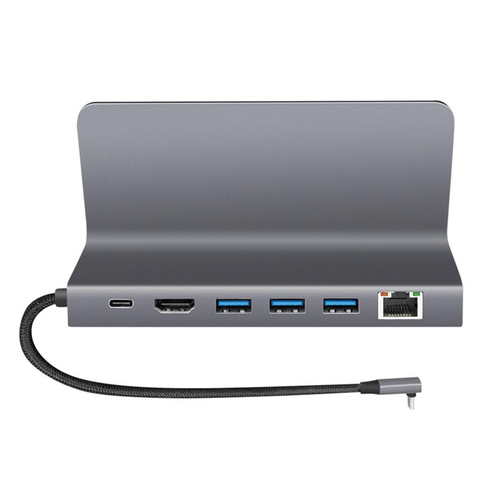 LogiLink Smartphone-Dockingstation UA0408 USB 3.2 Gen1 6-Port Dockingstation und Halterung, 6-in-1-Dock, 4K 60 Hz, PD 100 W, RJ45, Gerätehalterung, Alltag