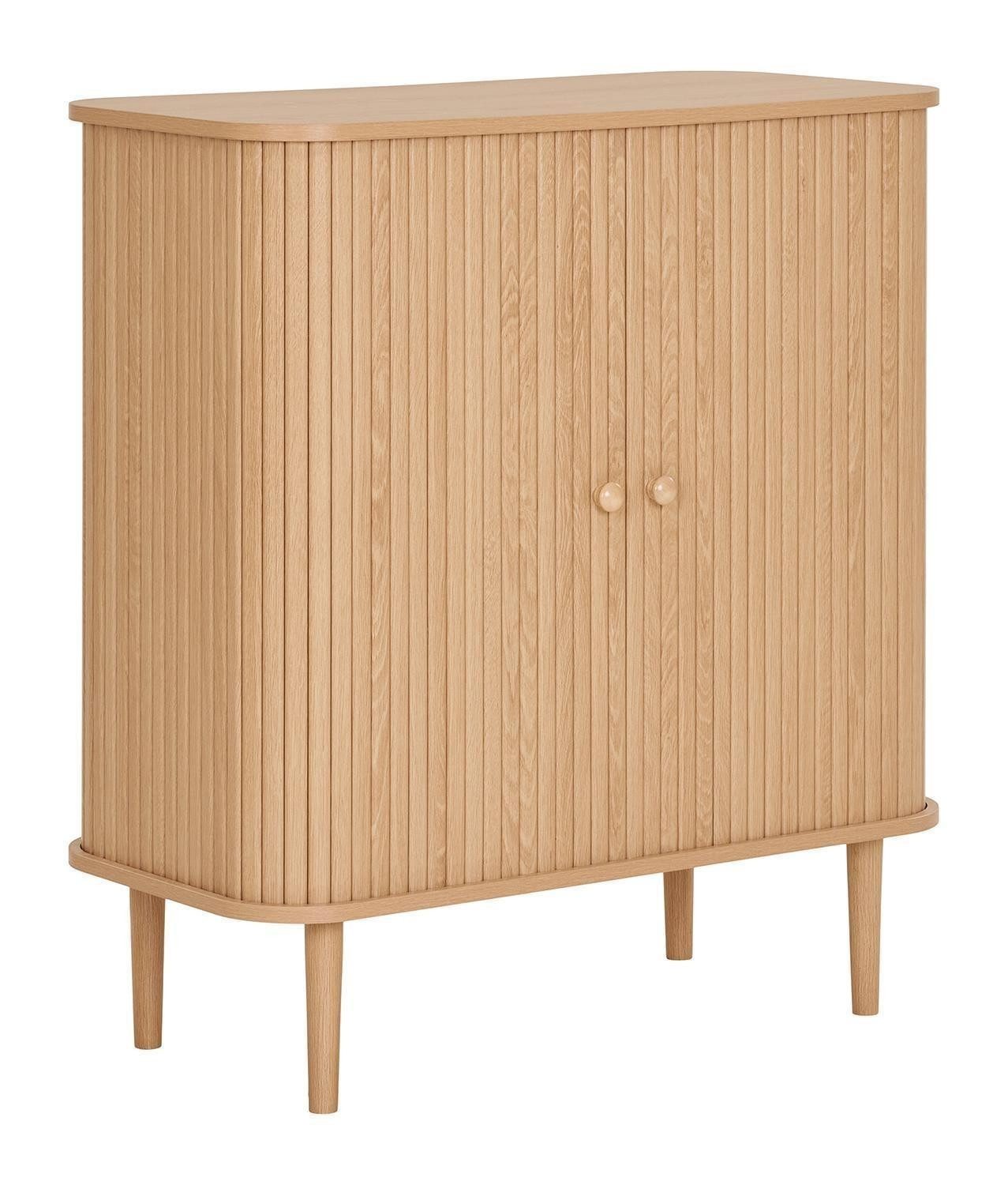 House Nordic Kommode NIKKO, Braun, Kiefernholz massiv, MDF, 2 Lamellen-Rollotüren, 2 Fächer, B 80 x H 87 x T 40 cm