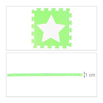 relaxdays Spielmatte 18 x Puzzlematte Sterne weiß-grün